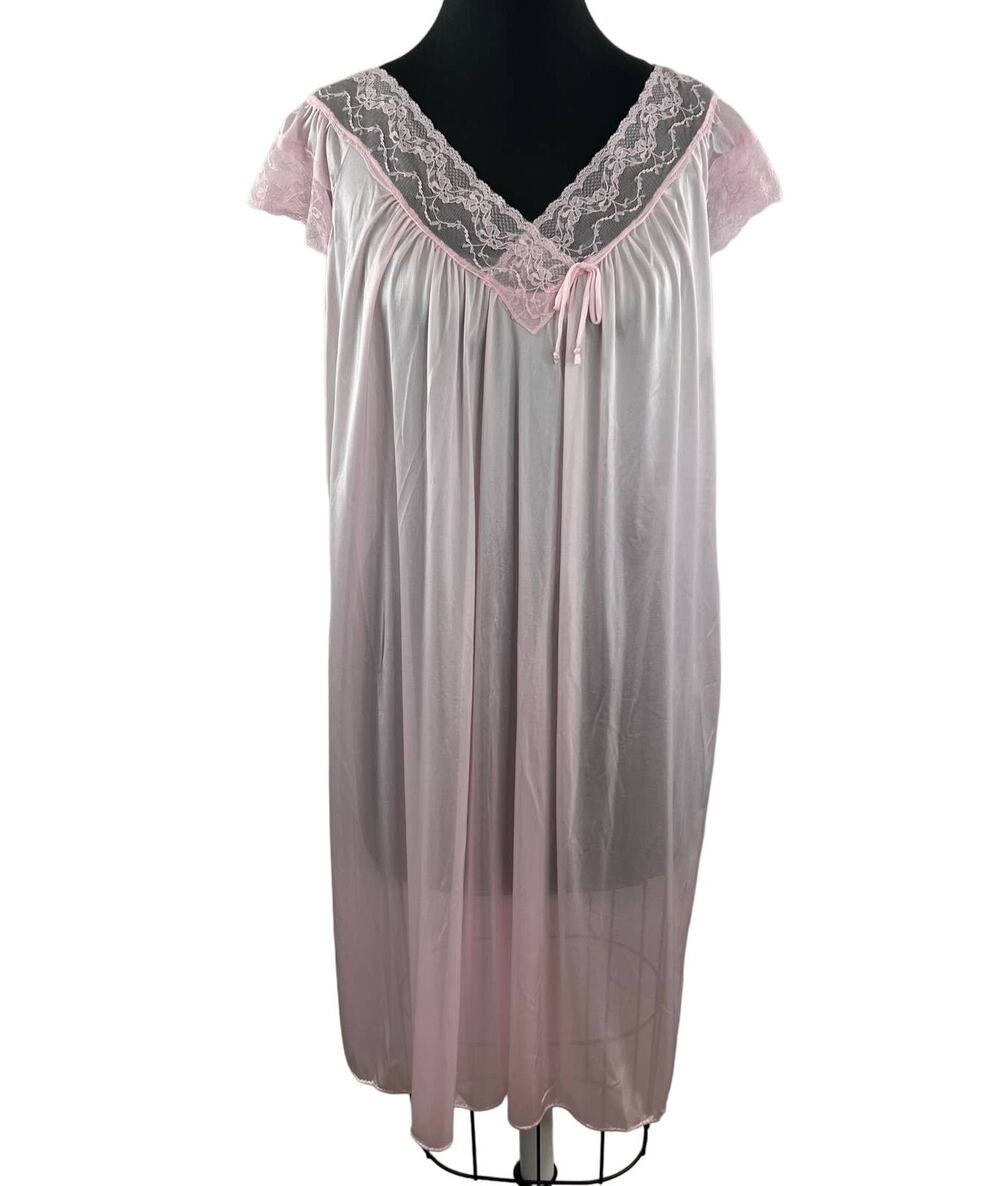 NEW Cinema Etoile Light Pink Short Sleeve Lace V-Neck Lingerie Loungewear Sz L